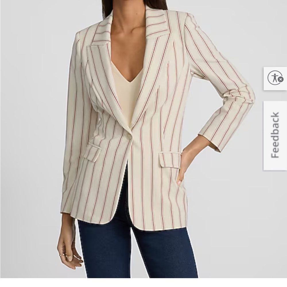 Express Cream and Red Striped Blazer